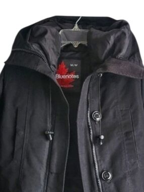 Bluenotes Women’s M Utility Parka Winter Coat Black Insulated Hooded Double Zip